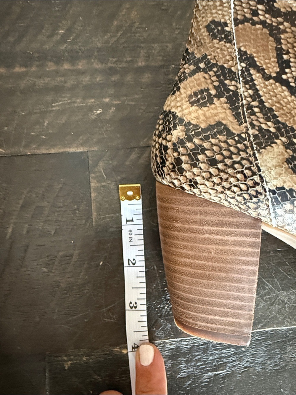 Lucky Brand Joal Tobacco Snakeskin Peep Toe Booties Heel 8 - Picture 8 of 9